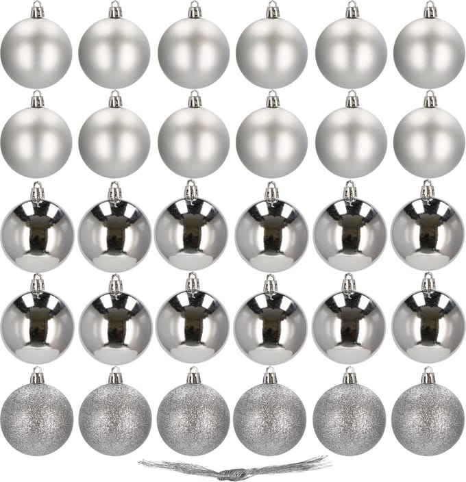 Springos Kerstballen | 30 Stuks | 3 cm | Zilver
