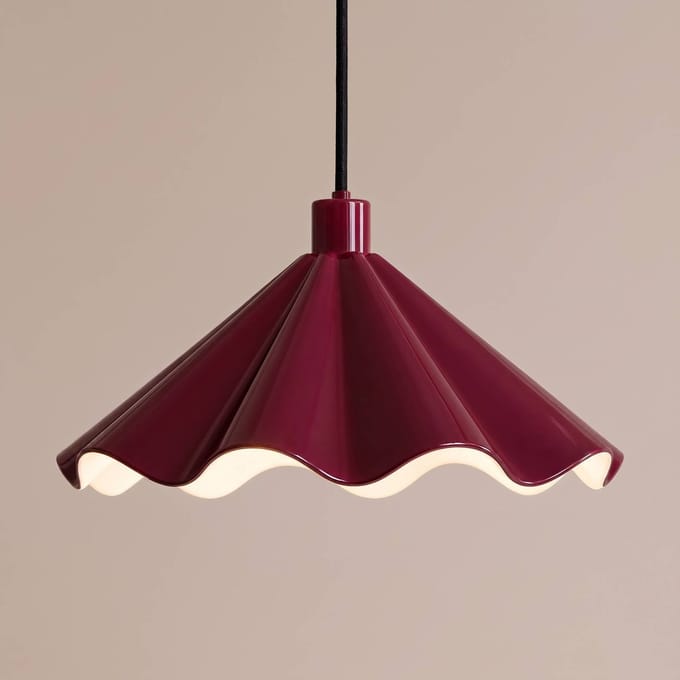 Lindby hanglamp Lilliet, Ø 34 cm, donkerrood, metaal, E27