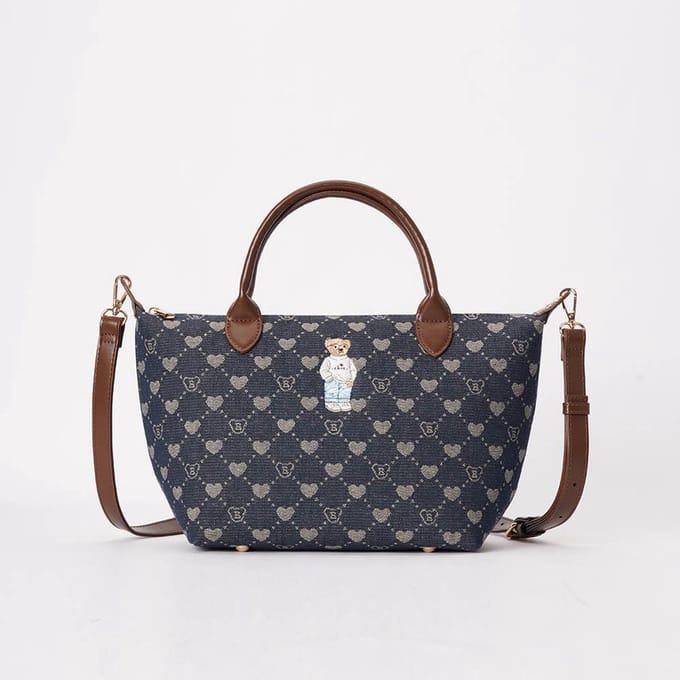 Top Handle Grab handbag - Handtas - Schoudertas - Gobelinstof - Denim - monogram - Teddybeer - B-Loved