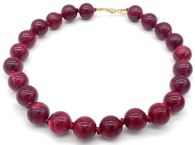Ketting met acryl kralen - bordeaux - 47-55 cm