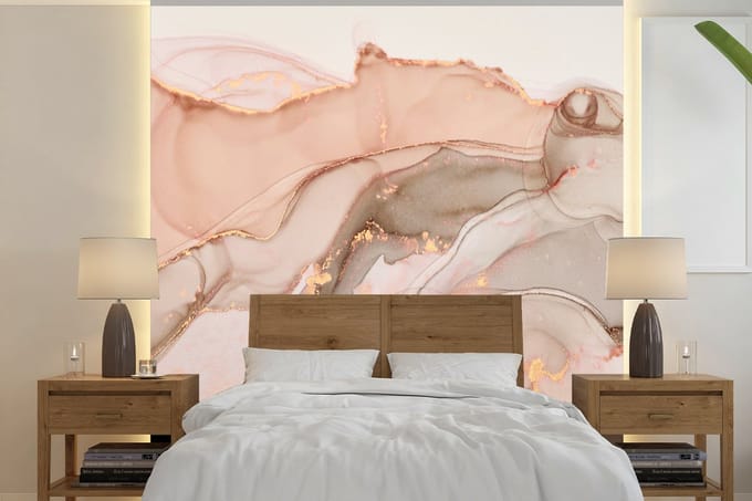 Behang - Fotobehang Marmer - Roze - Rosé - Breedte 220 cm x hoogte 220 cm