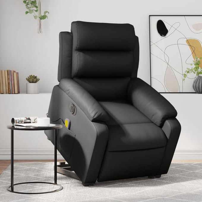 vidaXL - Sta-op-massagestoel - elektrisch - kunstleer - zwart