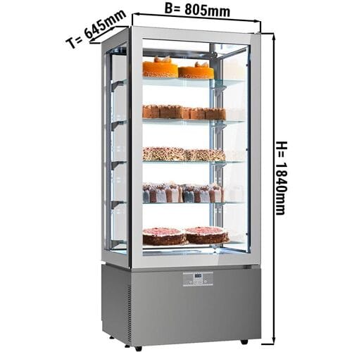 GGM Gastro Panoramavitrine - 457 Liter - 800mm - 5 Ablagen - Silber Zilver