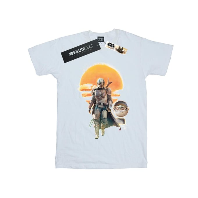 Star Wars Heren The Mandalorian Sunset Poster T-Shirt (Wit)