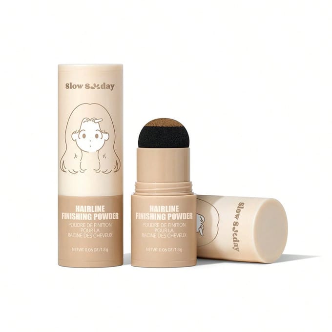 Slow Sunday Hairline Finishing Powder, lichtbruin, bedekt wortels, vult dunne plekken in, meerdere kleurkeuzes, geschikt voor alle haartypes, goede keuze voor vakantie, reisbenodigdheden, Halloween, geschikt voor zomerse haarkleuring