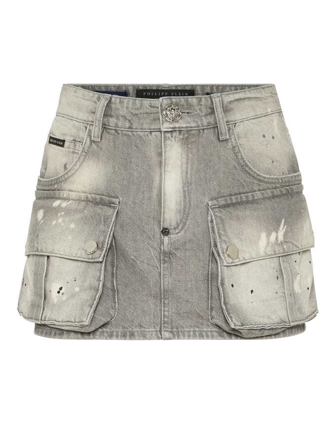 Denim Cargo Mini Skirt