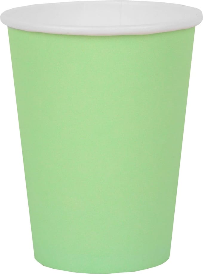 Santex feest/verjaardag bekertjes - 10x stuks - karton - mintgroen - 270 ml