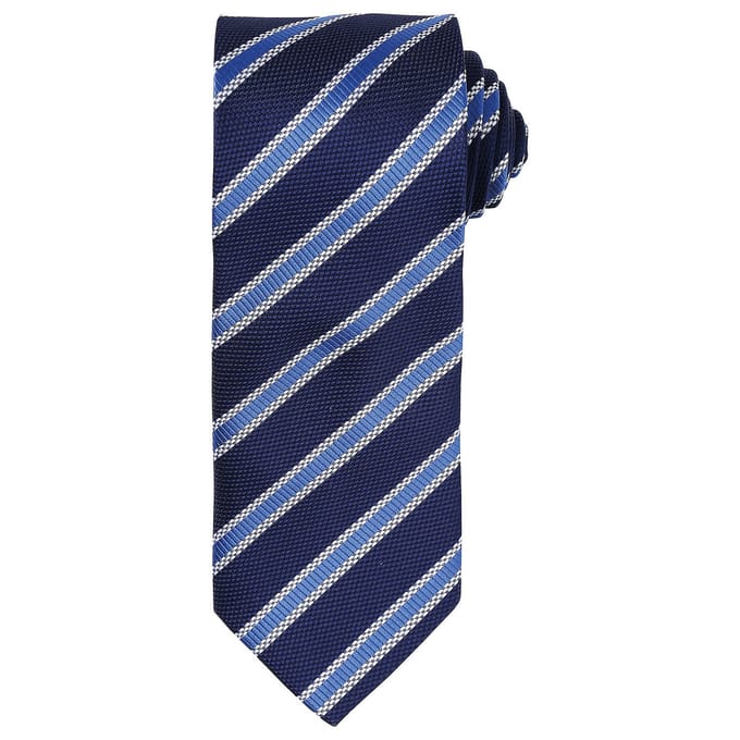 Premier Heren Streep Wafel Stropdas (Marine/Loyaal Blauw)