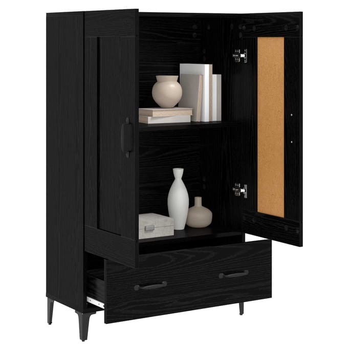 vidaXL - Highboard - Zwart - eiken - 70 - x - 31 - x - 115 - cm - Bewerkt - hout