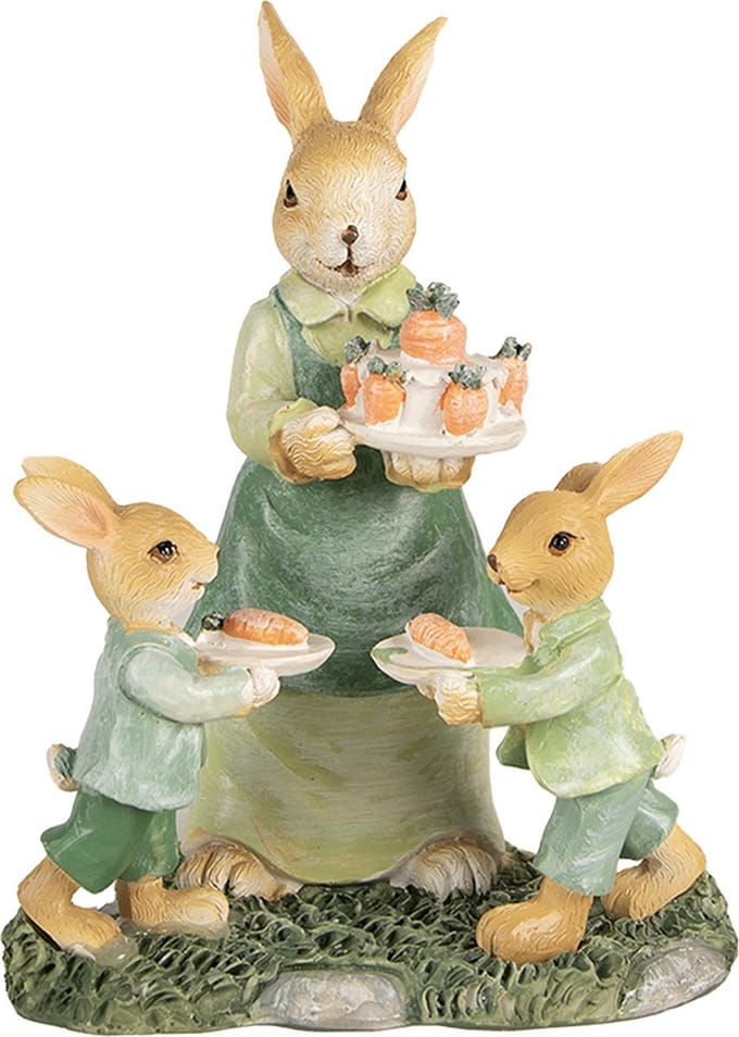 Clayre & Eef Beeld Konijn 15 cm Bruin Groen Polyresin