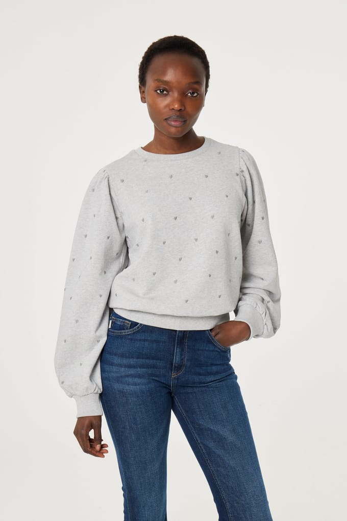 Fabienne Chapot Dina Sweater Grey Melange Maat: S | Longsleeves Outlet | Dames | Grijs