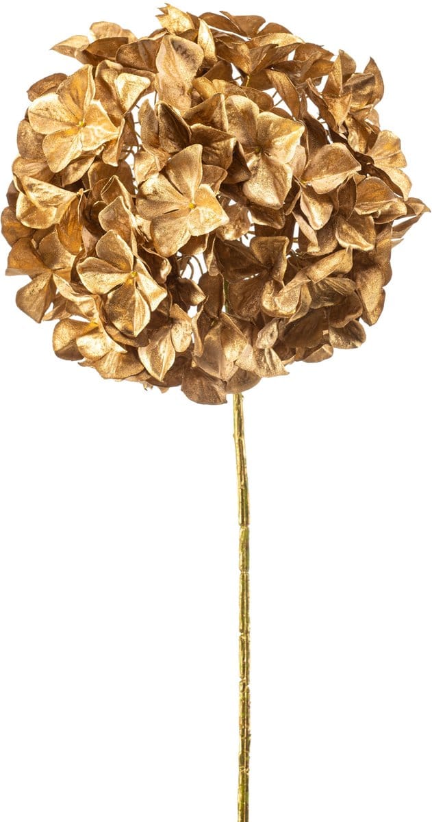 Emerald - Kunstbloem Hortensia XL 90cm goud - Kunstplant voor binnen