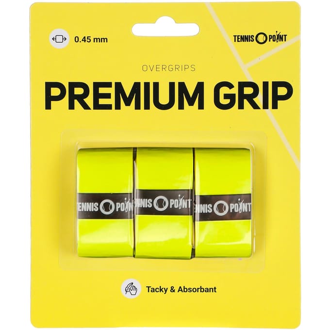 Tennis-Point Premium Grip Verpakking 3 Stuks-Geel
