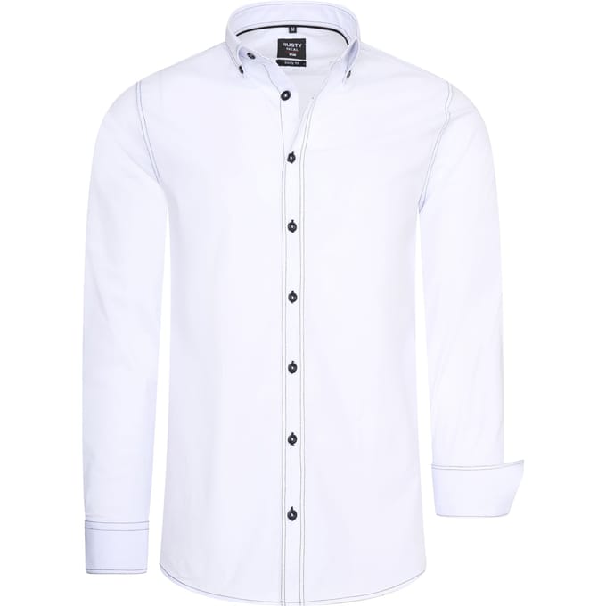 Slim fit overhemd met lange mouwen en contrasterende stiksels