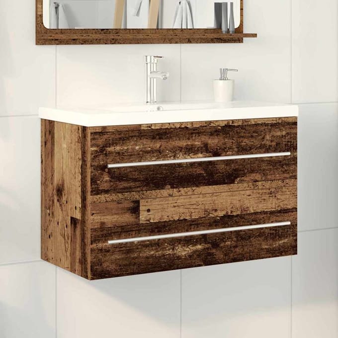 vidaXL - Wastafel - kabinet - voor - de - badkamer - 2 - st - Oud - Hout