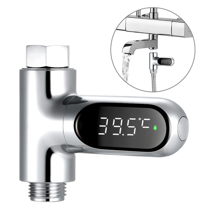 Digitale Douchethermometer celsius Fahrenheit Badtemperatuurmonitor Waterthermometer 585 celsius Meten 360 graden zilver