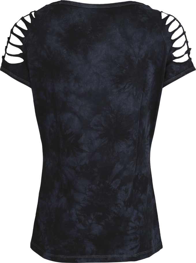 R.E.D. Rock-Engineered Design blauw T-shirt met tie-dye effect en cut-outs - Dames - M