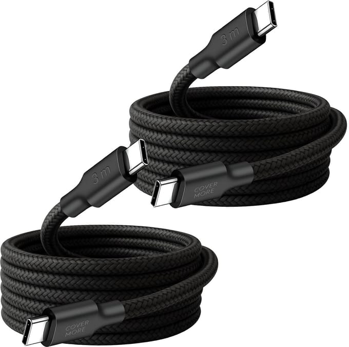 Usb C naar usb C kabel - 2 stuks - 3 meter - Lang - Stevig - Nylon - Zwart