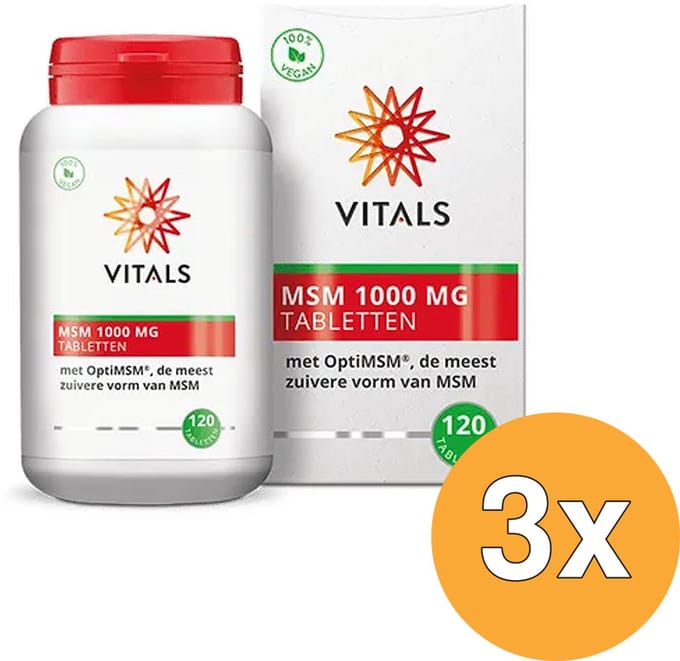 3x Vitals MSM zwavel 1000 mg (120 tabletten)