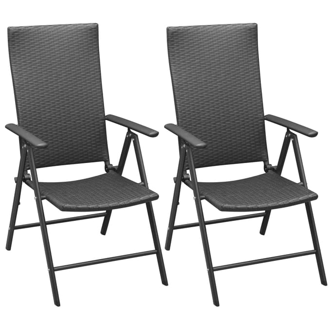 vidaXL - Tuinstoelen - stapelbaar - 2 - st - poly - rattan - zwart