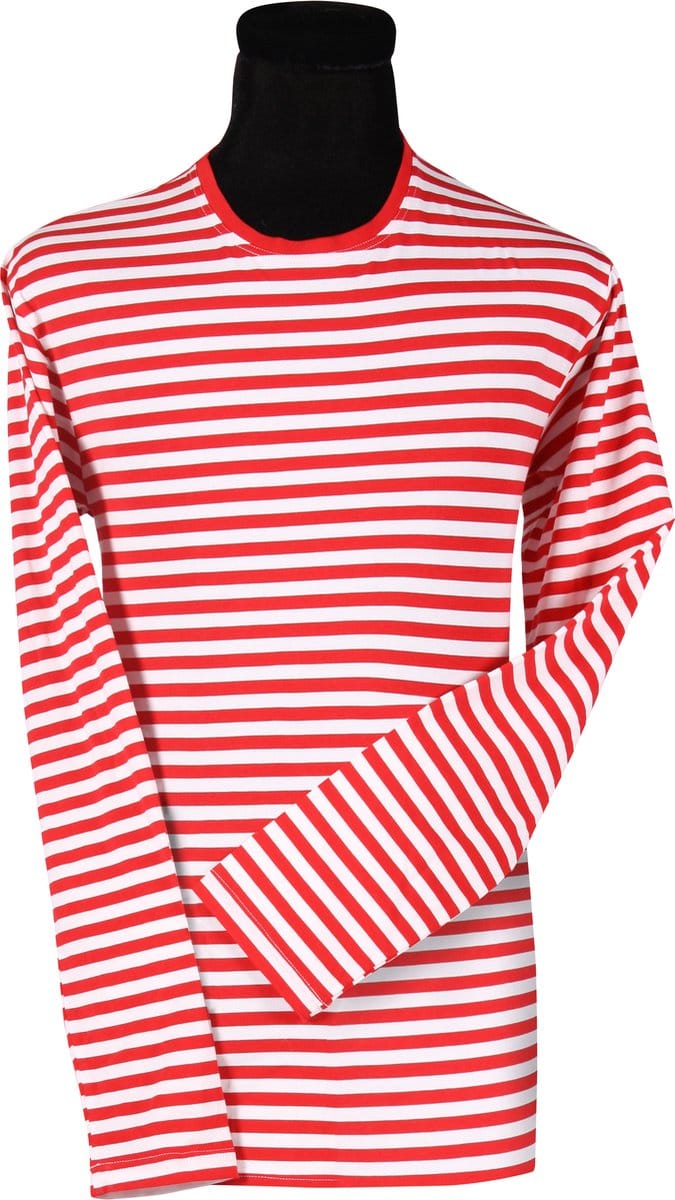Gestreepte shirt lange mouw rood-wit - Maat 3XL