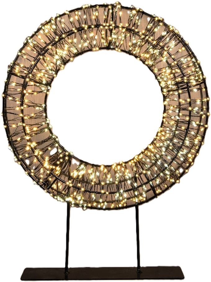 Anna's Collection Verlichte krans/decoratie ring - metaal - warm wit licht - D36 cm - 1200 micro led