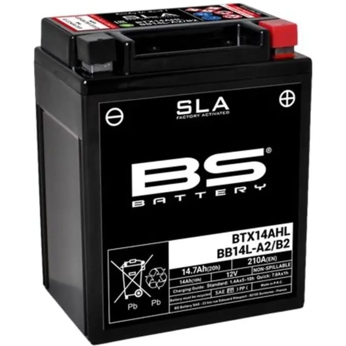 Fabrieksgeactiveerde motorfietsaccu BS Battery BTX14AHL/ BB14L-A2/B2