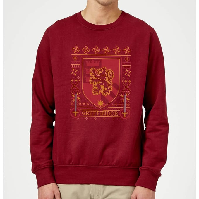 Harry Potter Gryffindor Crest kersttrui - Burgundy - M