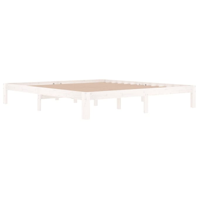 vidaXL - Bedframe - massief - hout - wit - 180x200 - cm