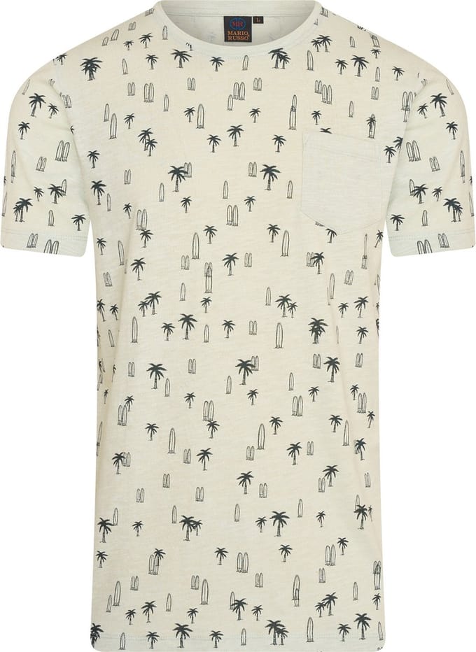 Mario Russo T-shirt - Lichtgroen - Surf Patroon - Zomershirt - L