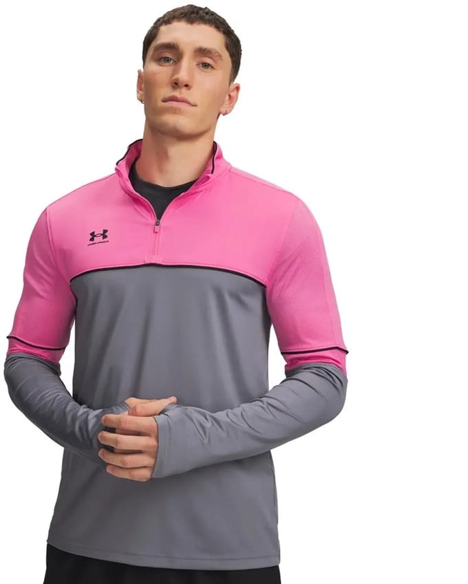 Under Armour Challenger Training Sweatshirt Met Halve Rits Grijs,Roze XL Man