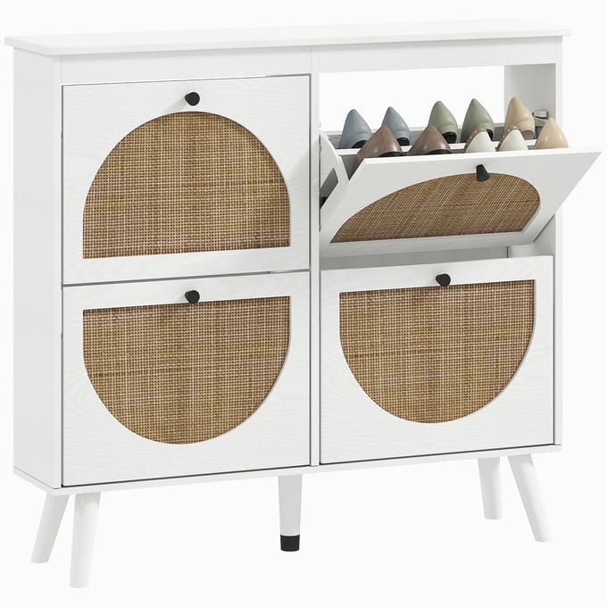 HOMCOM Klapbare schoenenkast - Spaanplaat - 105x24x97,5cm - Wit