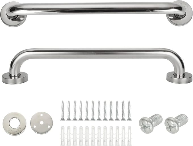 Set van 2 Stevige Douchehandgrepen 40 cm - RVS Veiligheidsbeugel voor Badkamer en Toilet