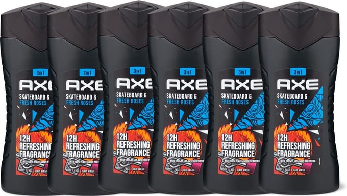 Axe Douchegel – Skateboard & Fresh Roses - Voordeelverpakking 6 x 250 ml