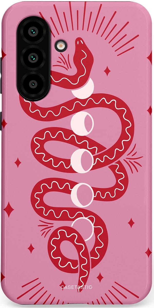 Casetastic hoesje geschikt voor Samsung Galaxy A36 / Samsung Galaxy A56 - Dubbellaagse bescherming - Eclipseslang - Fashion Case - Lila Koraal
