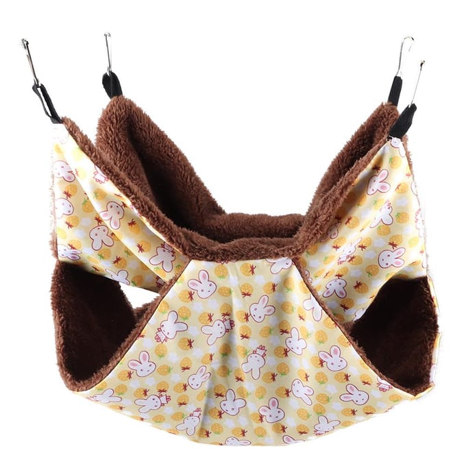 Hamac Suspendu Chaud à Double Couche Intermédiaire Lapin Jaune Lit Suspendu Maison Sac de Couchage pour Écureuil Small Size black