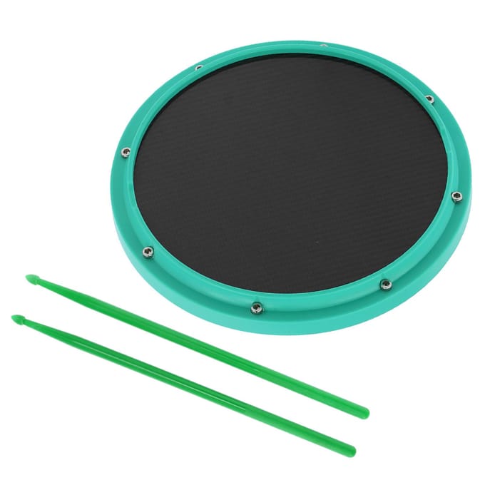12in Drum Pad Percussie Training Koolstofvezel Antislip Schokabsorberende Mat met Drumstokken(Zee groen gray