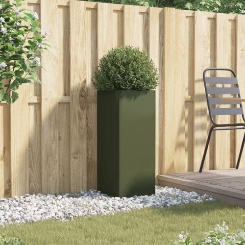 vidaXL - Plantenbak - 32x29x75 - cm - staal - olijfgroen