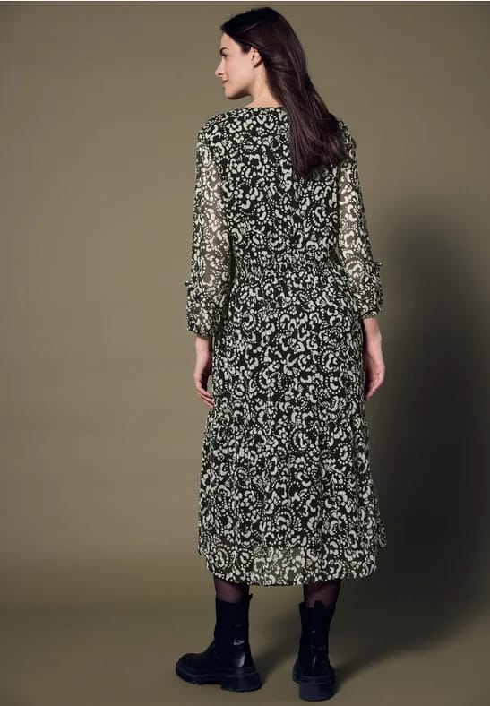 Chiffon midi-jurk met print