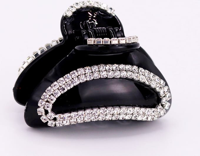 Haarklem middel zwart met strass