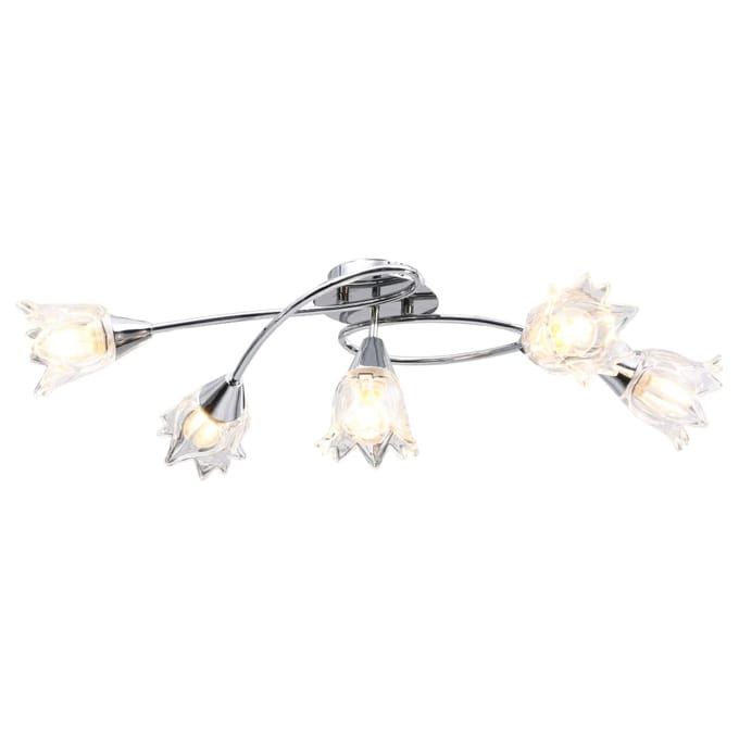 vidaXL Plafondlamp met glazen tulpvormige kappen 5xE14 transparant