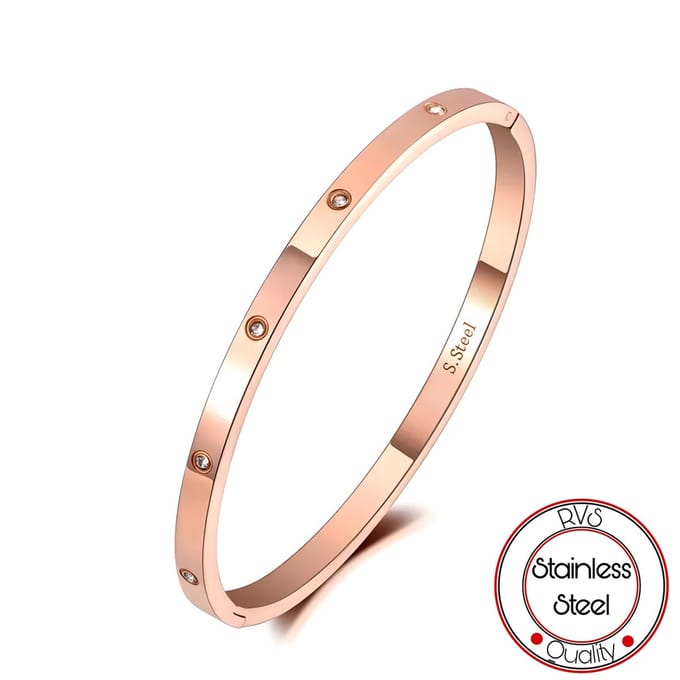Borasi Bangle Armband | Rose | 4 mm | Roestvrijstaal | Dames Sieraden |