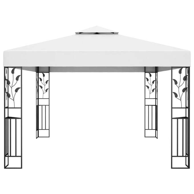 vidaXL - Prieel - met - dubbel - dak - 3x4 - m - wit