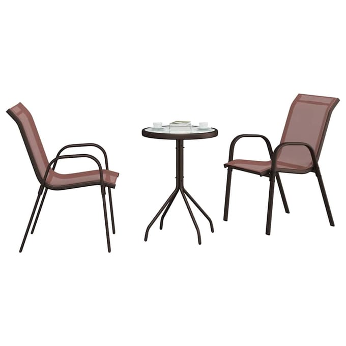 vidaXL - Tuin - Bistro - Set - 3 - st - Bruin - Staal