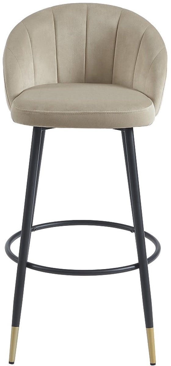Vente-unique Set van 2 barkrukken in fluweel en metaal - Beige - ELIRAM L 49 cm x H 96 cm x D 58 cm