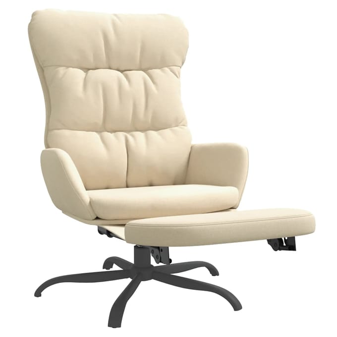 vidaXL - Relaxstoel - met - voetensteun - stof - crèmekleurig