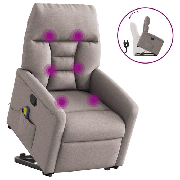 vidaXL - Sta-op-massagestoel - verstelbaar - stof - taupe