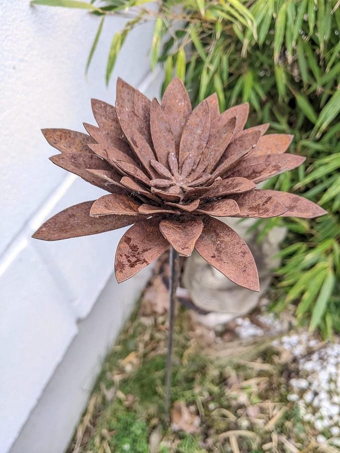 Tuinsteker Bloemen - Bloembed Decoratie - Tuin Aankleden - Edelroest Metaal - H105cm B14cm - Roestkleur