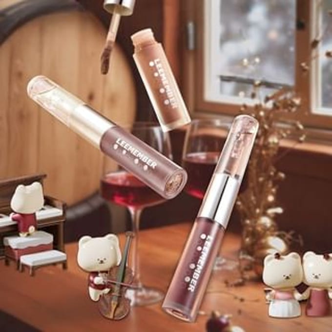 LEEMEMBER - Double-Ended Liquid Lipstick Red Wine Edition - 3 Colors #WN01 Half-Star Grey - 2.2g x 2