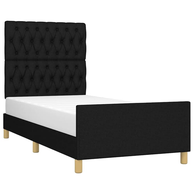 vidaXL - Bedframe - zonder - matras - 90x190 - cm - stof - zwart